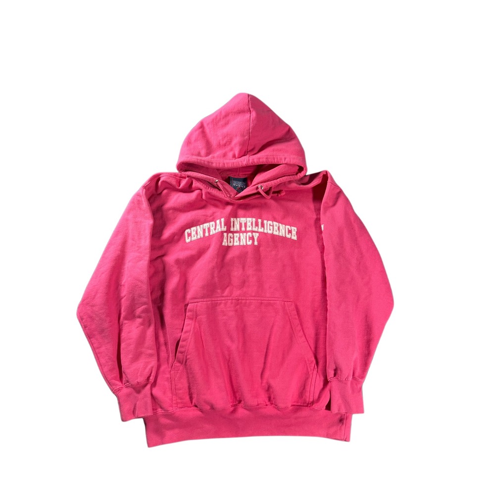 Vintage 90s MV Sport CIA Central Intelligence Agency Langley Pink Hoodie Large